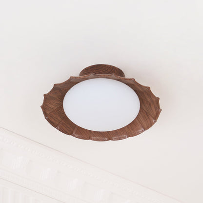 Flush Mount LED Ceiling Light 9.8 in Metal & Polymer Scalloped Fixture Warm White 3000K Bedroom Living Room Hallway Wall or Ceiling Damp Rat