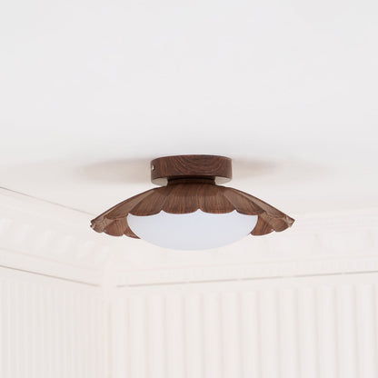 Flush Mount LED Ceiling Light 10 in Scalloped Shade for Bedroom Living Room Ambient Glow Metal Fixture Indoor Low Profile Modern Lighting