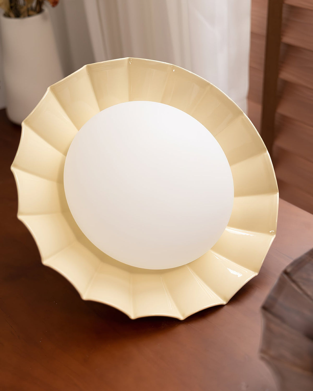 Flush Mount LED Ceiling Light 9.8 in Metal & Polymer Scalloped Fixture Warm White 3000K Bedroom Living Room Hallway Wall or Ceiling Damp Rat