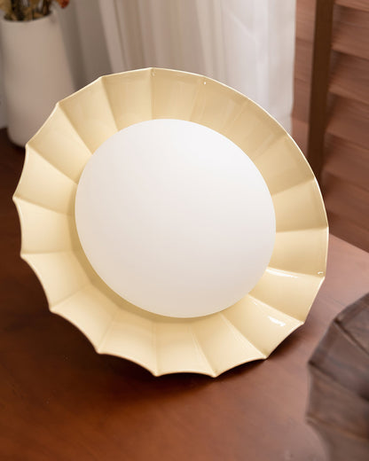 Flush Mount LED Ceiling Light 9.8 in Metal & Polymer Scalloped Fixture Warm White 3000K Bedroom Living Room Hallway Wall or Ceiling Damp Rat