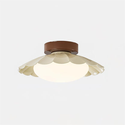 Flush Mount LED Ceiling Light 9.8 in Metal & Polymer Scalloped Fixture Warm White 3000K Bedroom Living Room Hallway Wall or Ceiling Damp Rat