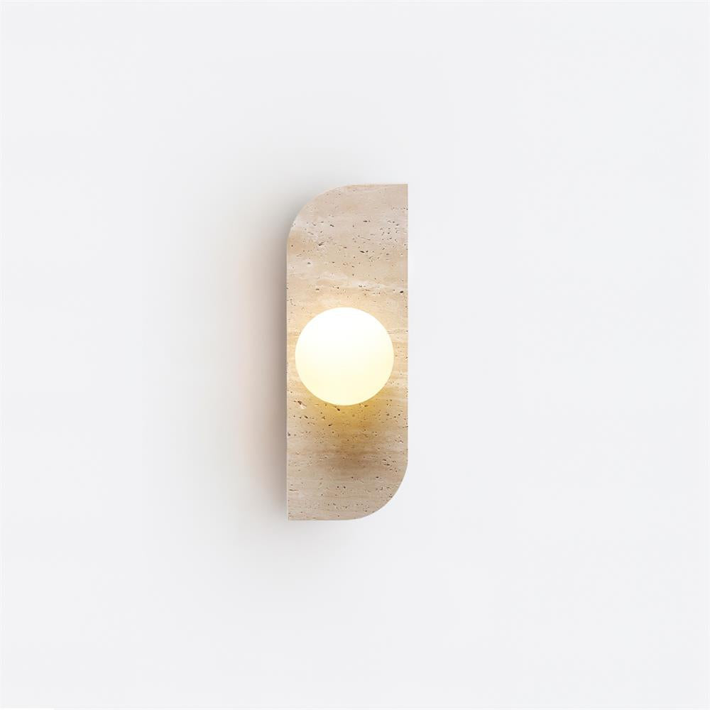 Natural Stone Sconce with Glass Globe G9 Socket Beige Neutral Ambient Light for Entryway Bathroom Bedroom Modern Minimalist Home Décor