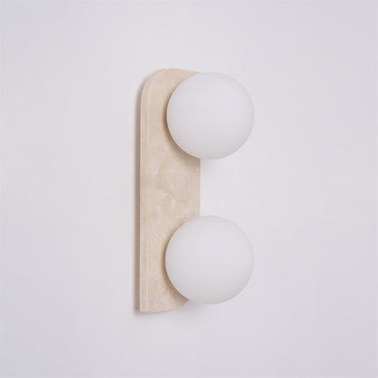Natural Stone Sconce with Glass Globe G9 Socket Beige Neutral Ambient Light for Entryway Bathroom Bedroom Modern Minimalist Home Décor