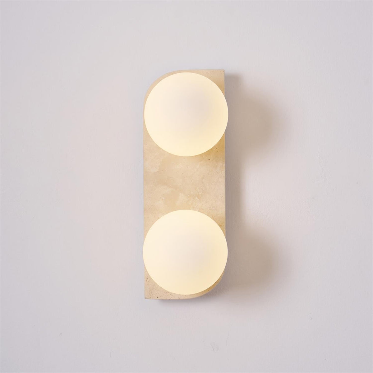 Natural Stone Sconce with Glass Globe G9 Socket Beige Neutral Ambient Light for Entryway Bathroom Bedroom Modern Minimalist Home Décor