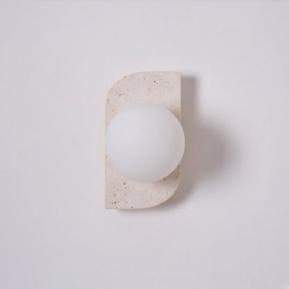 Natural Stone Sconce with Glass Globe G9 Socket Beige Neutral Ambient Light for Entryway Bathroom Bedroom Modern Minimalist Home Décor