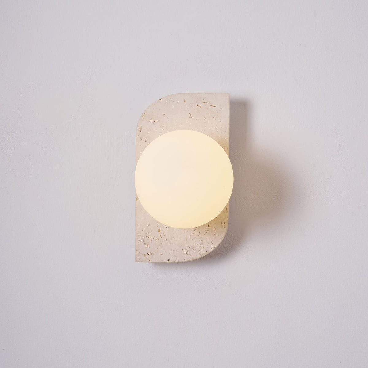 Natural Stone Sconce with Glass Globe G9 Socket Beige Neutral Ambient Light for Entryway Bathroom Bedroom Modern Minimalist Home Décor