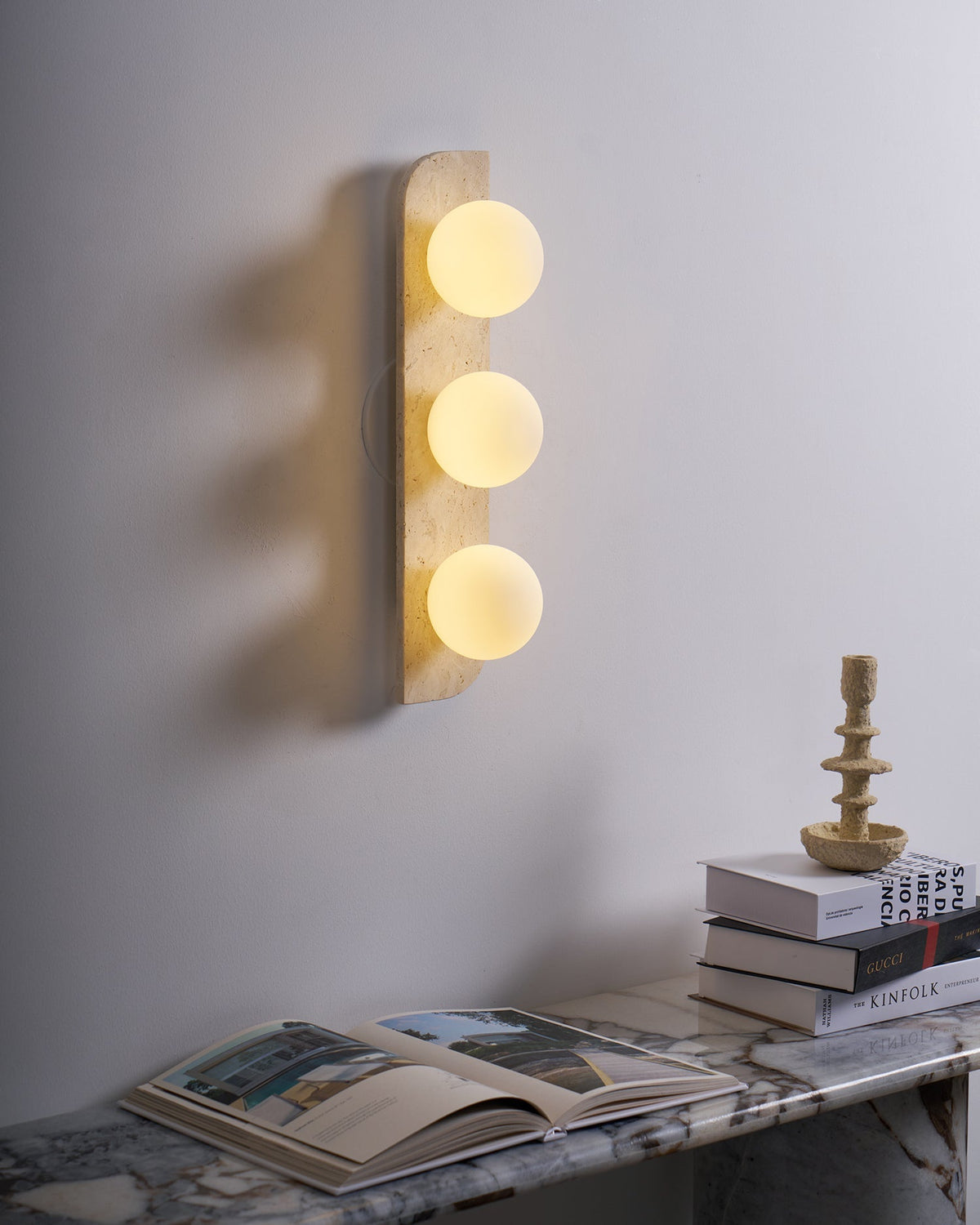 Natural Stone Sconce with G9 Socket – Textured Travertine Accent Fixture for Powder Rooms, Corridors & Bedrooms – 7W LED Compatible – Single