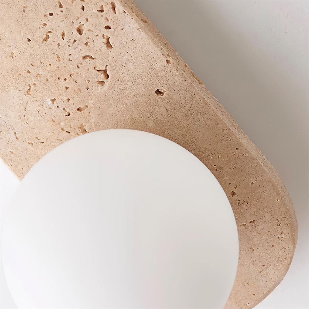 Natural Stone Sconce with Glass Globe G9 Socket Beige Neutral Ambient Light for Entryway Bathroom Bedroom Modern Minimalist Home Décor