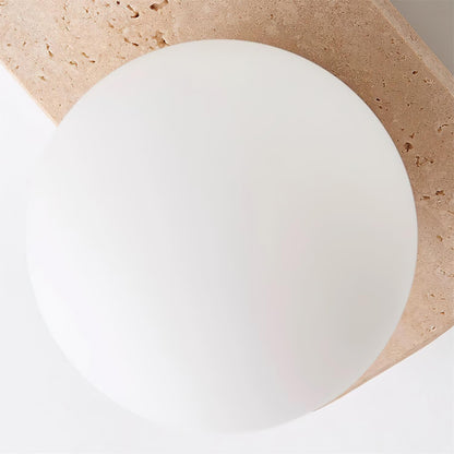 Natural Stone Sconce with Glass Globe G9 Socket Beige Neutral Ambient Light for Entryway Bathroom Bedroom Modern Minimalist Home Décor