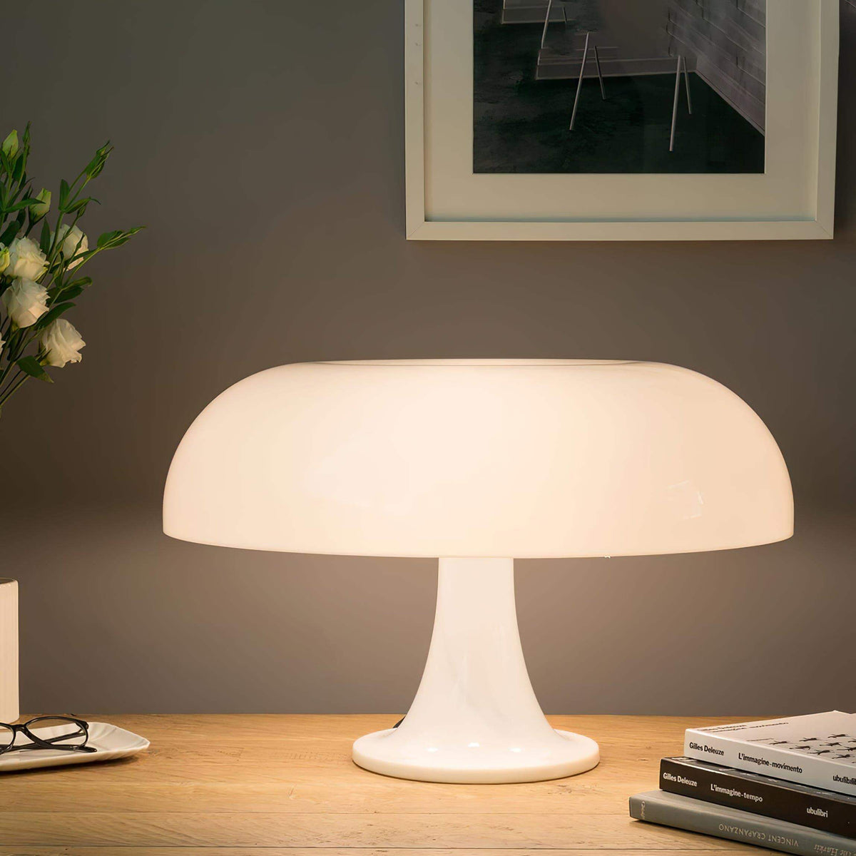 Mushroom Desk Lamp with Curved Metal Shade for Bedroom Nightstand Office Reading Study Ambient Lighting E14 Socket 40W Max 12.6 in Tall Mode