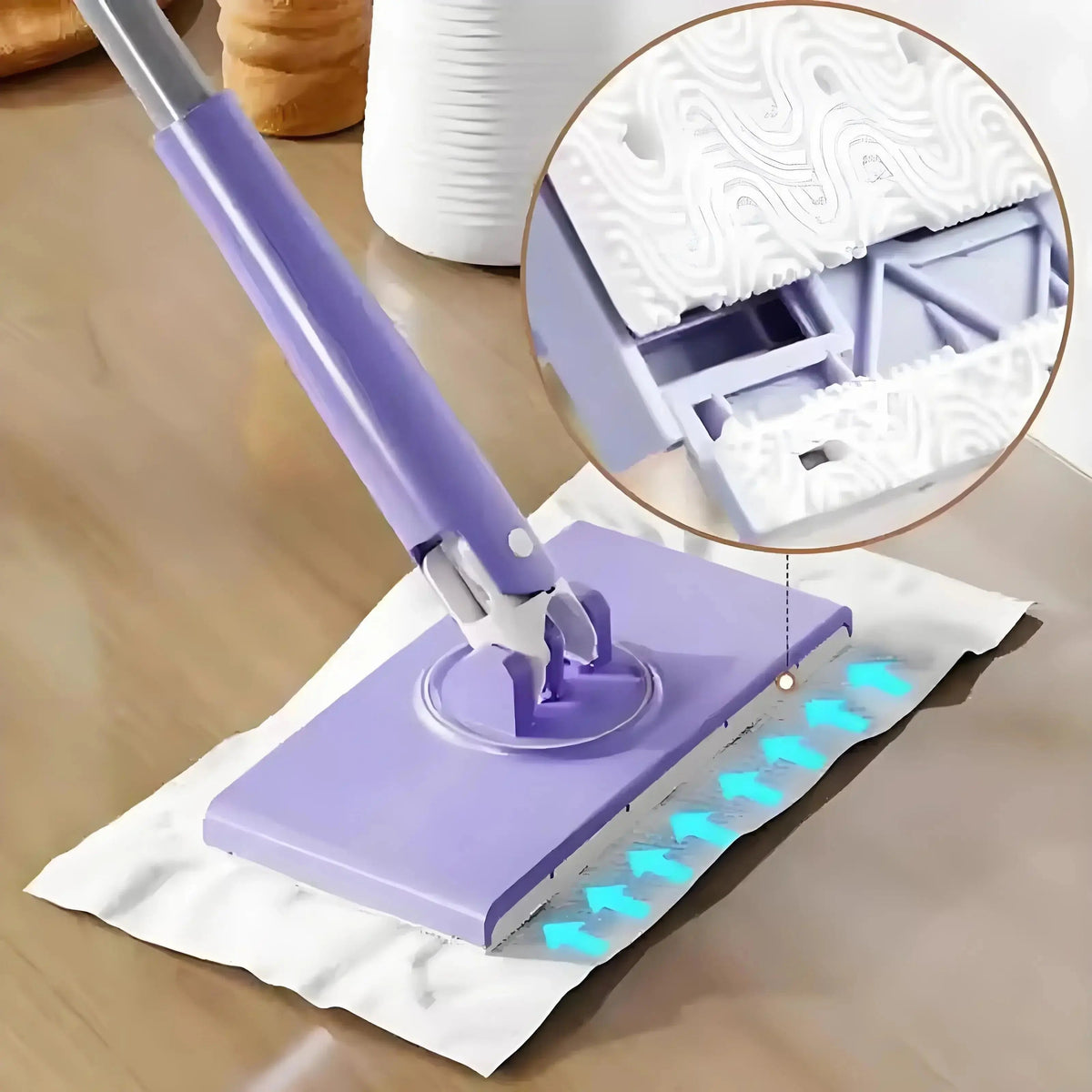Flat Mop with 360° Swivel Head Push-Button Cloth Release for Tile Laminate Vinyl Parquet Home Kitchen Bathroom Hallway Quick Clean Lightweig