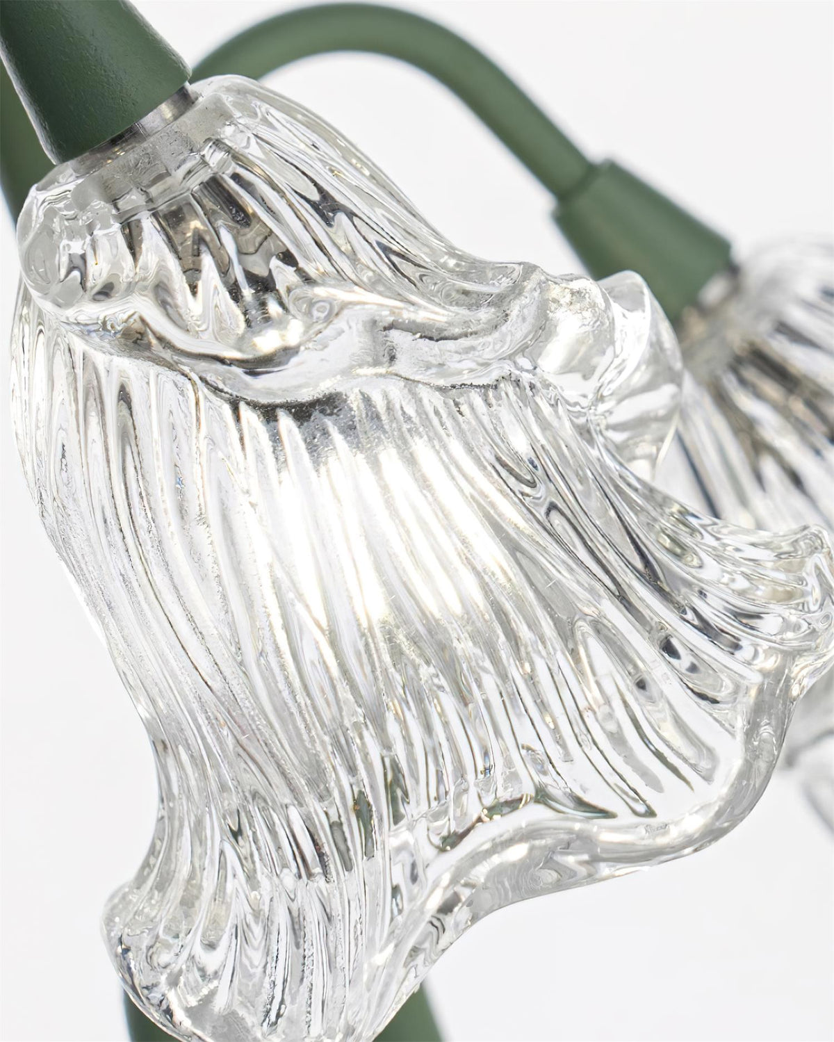 Floral Glass Shade Accent Lamp 7 Inch Green Stem Bedroom Nightstand Light Living Room Decorative Lighting Home Decor Indoor Small Bulb