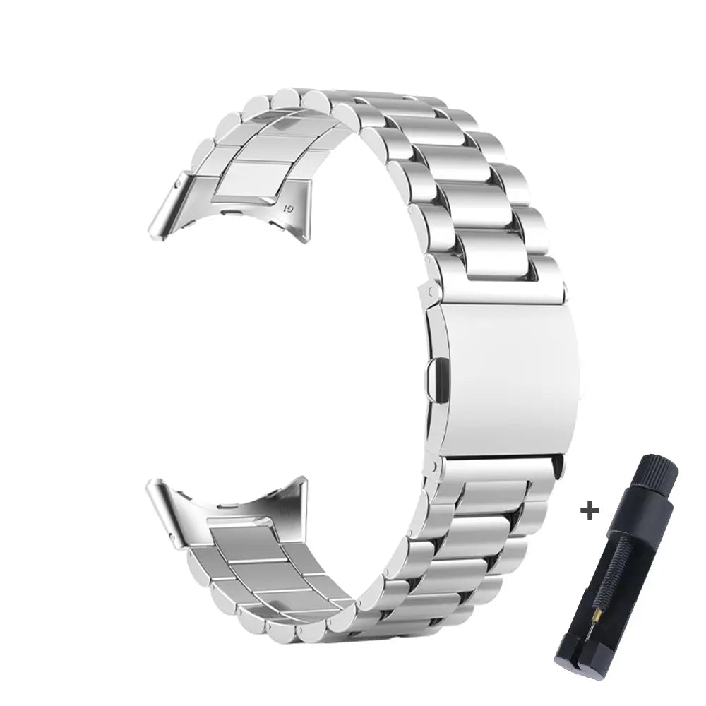 Steel Bracelet-Style Band for Google Pixel Watch & Pixel Watch 2 – Secure Link Design – Compatible with 41mm Case – 8 Finishes – Clasp