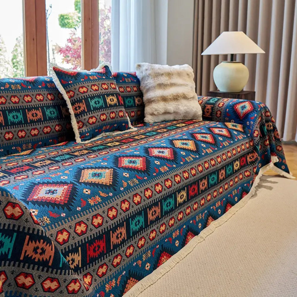 Noble Boho Sofa Cover - Colorful Chenille, Vintage Design, Dustproof