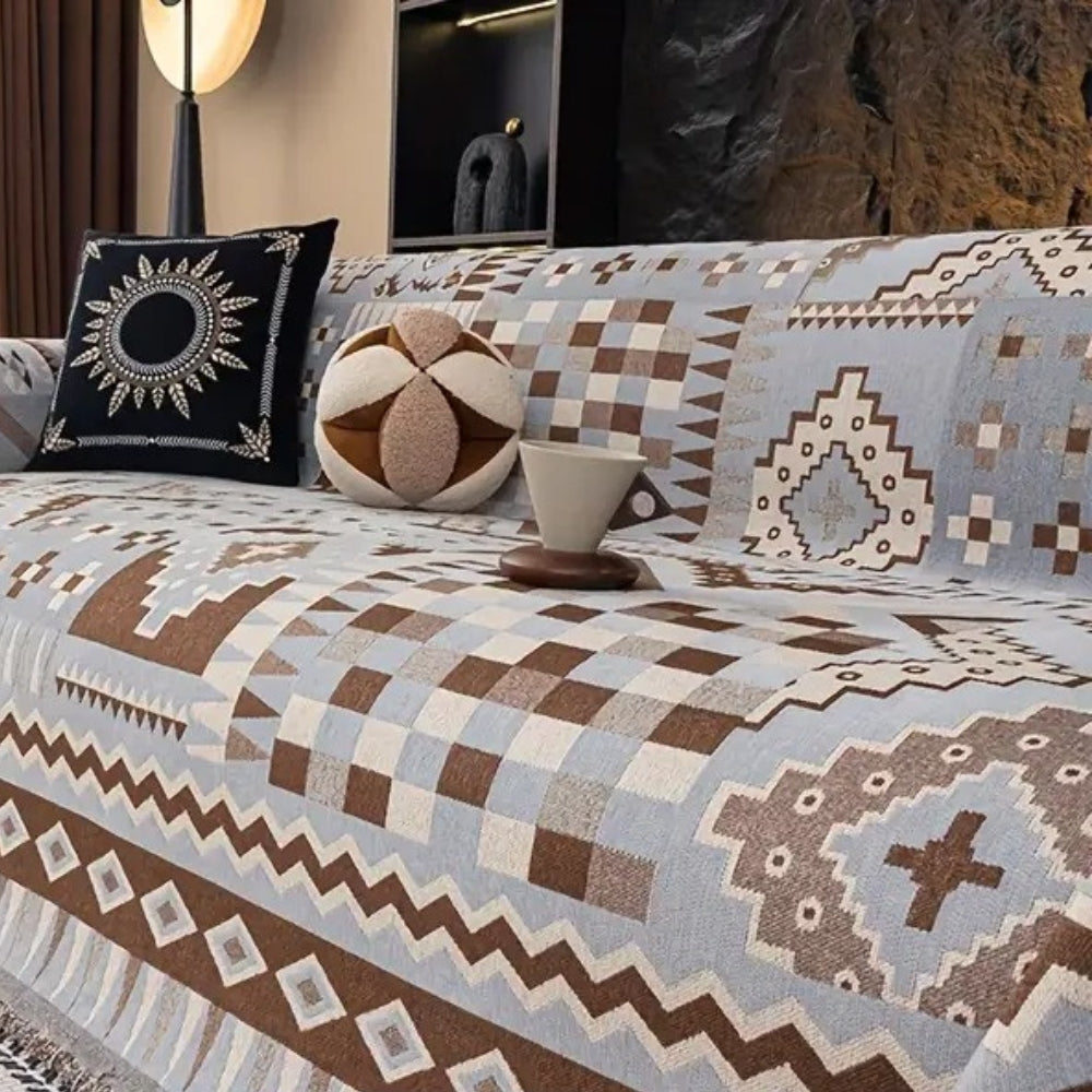 Noble Charm Sofa Cover - Soft Chenille, Ethnic Patterns