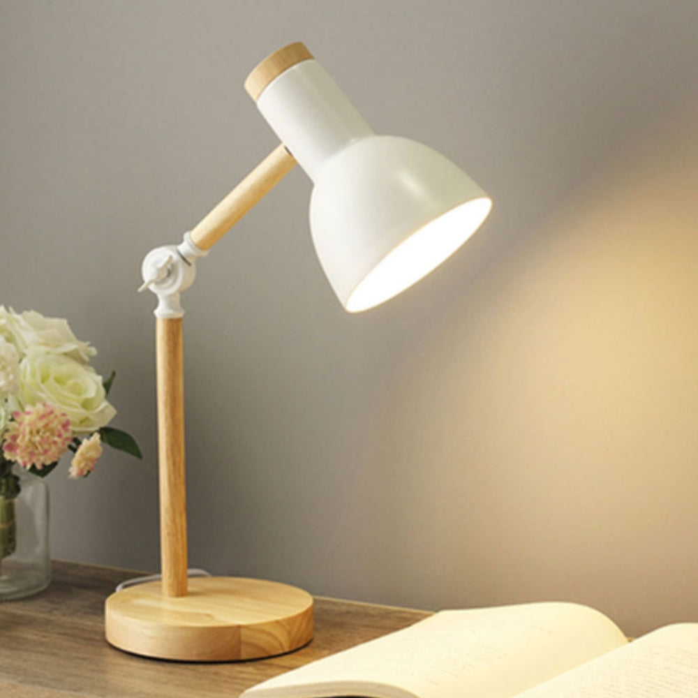 Noble Table Lamp - Iron and Wood, Adjustable Nordic Design for Bedside or Desk