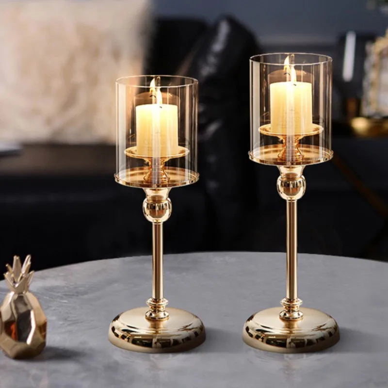 Scandinavian Candle Holder Set – Elegant Metal Taper Candelabra for Dining Table, Mantel & Home Decor – Gold or Silver Finish in 3 Heights