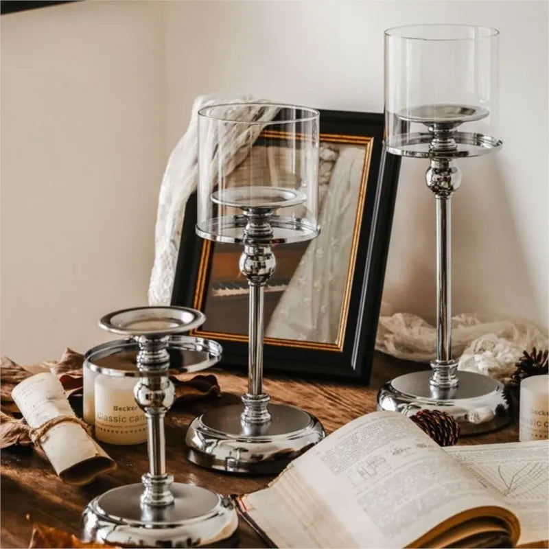 Scandinavian Candle Holder Set – Elegant Metal Taper Candelabra for Dining Table, Mantel & Home Decor – Gold or Silver Finish in 3 Heights
