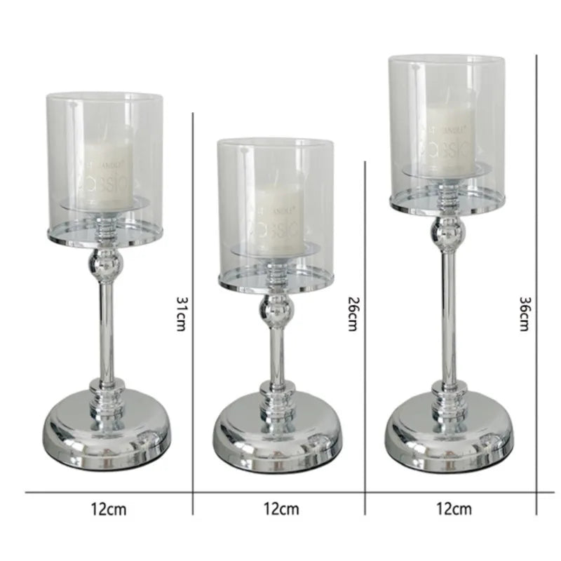 Scandinavian Candle Holder Set – Elegant Metal Taper Candelabra for Dining Table, Mantel & Home Decor – Gold or Silver Finish in 3 Heights