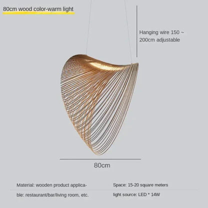 Sculptural Wood Ceiling Light Fixture LED 8W Adjustable 79-Inch Cord Natural Finish for Kitchen Island Dining Room Bar Hanging Lamp Modern O