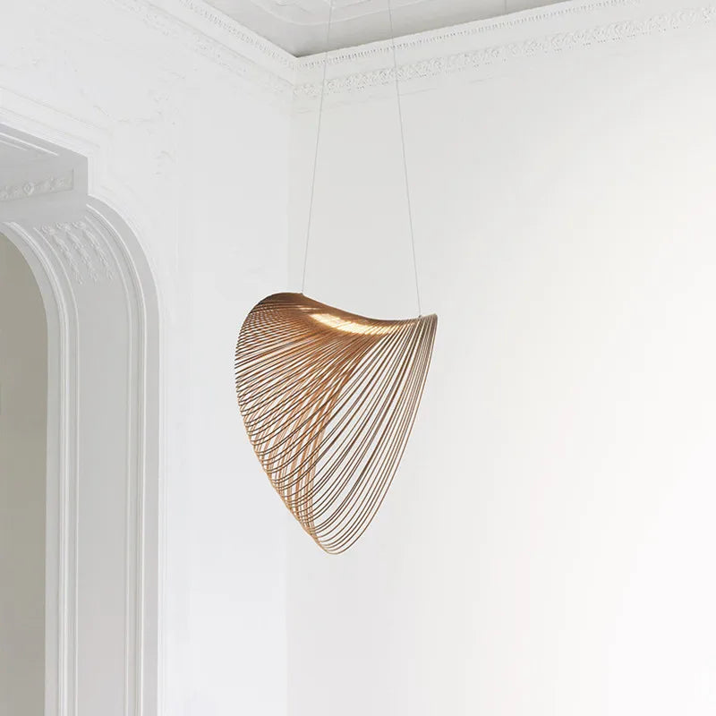 Sculptural Wood Ceiling Light Fixture LED 8W Adjustable 79-Inch Cord Natural Finish for Kitchen Island Dining Room Bar Hanging Lamp Modern O