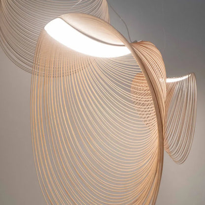 Sculptural Wood Ceiling Light Fixture LED 8W Adjustable 79-Inch Cord Natural Finish for Kitchen Island Dining Room Bar Hanging Lamp Modern O