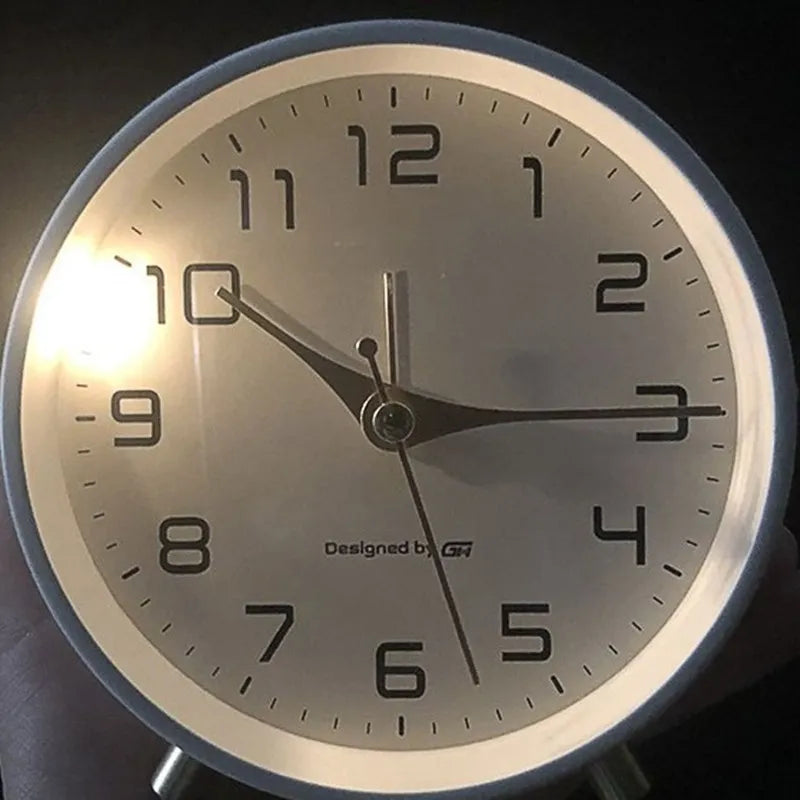 Whisper-Quiet Desk Clock 4.7 Inches Metal & Glass Non-Ticking Timepiece for Bedroom Nightstand Office Desktop White Black Blue Green Pink Ye