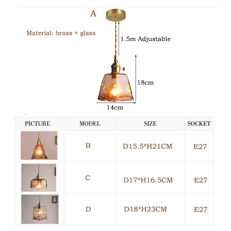 Geometric Glass Pendant Light with Brass Finish for Dining Room & Bedroom – Handcrafted Vintage Industrial Hanging Fixture