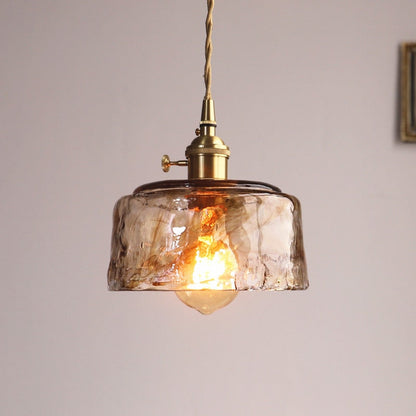 Geometric Glass Pendant Light with Brass Finish for Dining Room & Bedroom – Handcrafted Vintage Industrial Hanging Fixture