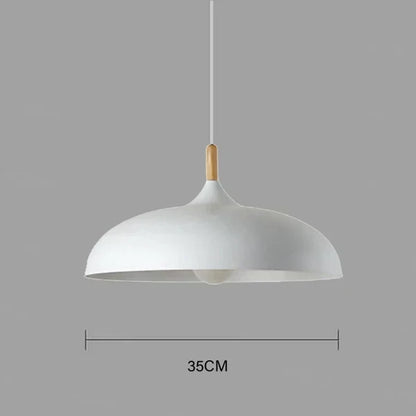 Oak Wood Pendant Light Fixture – Modern Scandinavian Ceiling Lamp with LED – Adjustable Cord – For Kitchen, Dining Room, Bedroom, Living