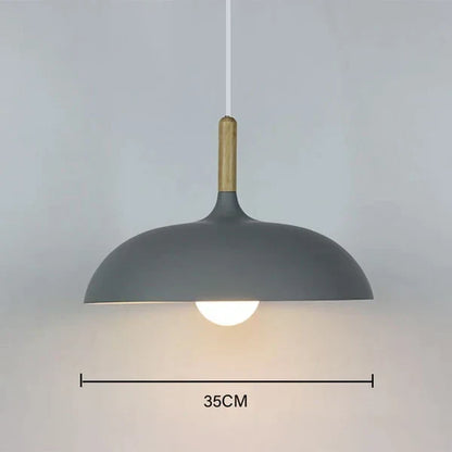 Oak Wood Pendant Light Fixture – Modern Scandinavian Ceiling Lamp with LED – Adjustable Cord – For Kitchen, Dining Room, Bedroom, Living