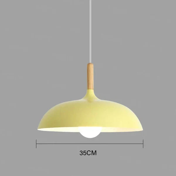 Oak Wood Pendant Light Fixture – Modern Scandinavian Ceiling Lamp with LED – Adjustable Cord – For Kitchen, Dining Room, Bedroom, Living