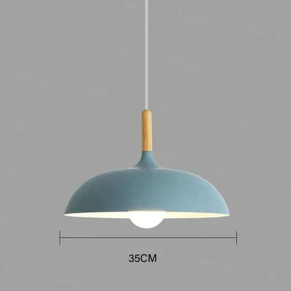 Oak Wood Pendant Light Fixture – Modern Scandinavian Ceiling Lamp with LED – Adjustable Cord – For Kitchen, Dining Room, Bedroom, Living
