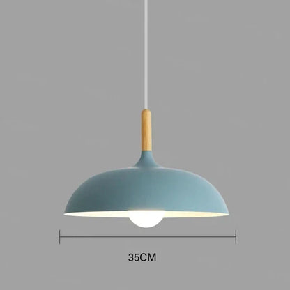 Oak Wood Pendant Light Fixture – Modern Scandinavian Ceiling Lamp with LED – Adjustable Cord – For Kitchen, Dining Room, Bedroom, Living