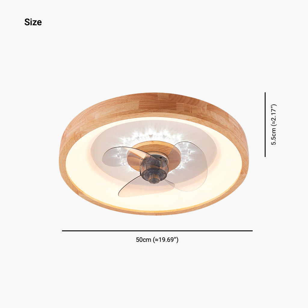 Wood & Acrylic Flush Mount Ceiling Fan with LED Light 20 in Diameter Low Profile Ventilation Fixture for Small Bedrooms Living Rooms Remote