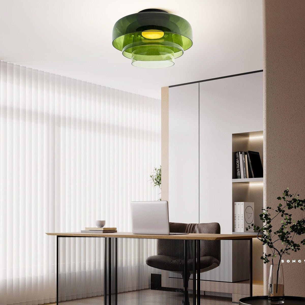 Layered Glass Ceiling Light Modern Multi-Tier Flush Mount Fixture with LED Hardwired for Kitchen Dining Room Bedroom Living Room