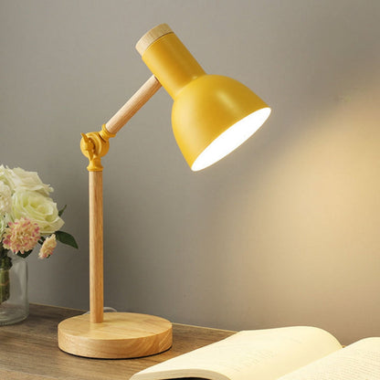Noble Table Lamp - Iron and Wood, Adjustable Nordic Design for Bedside or Desk