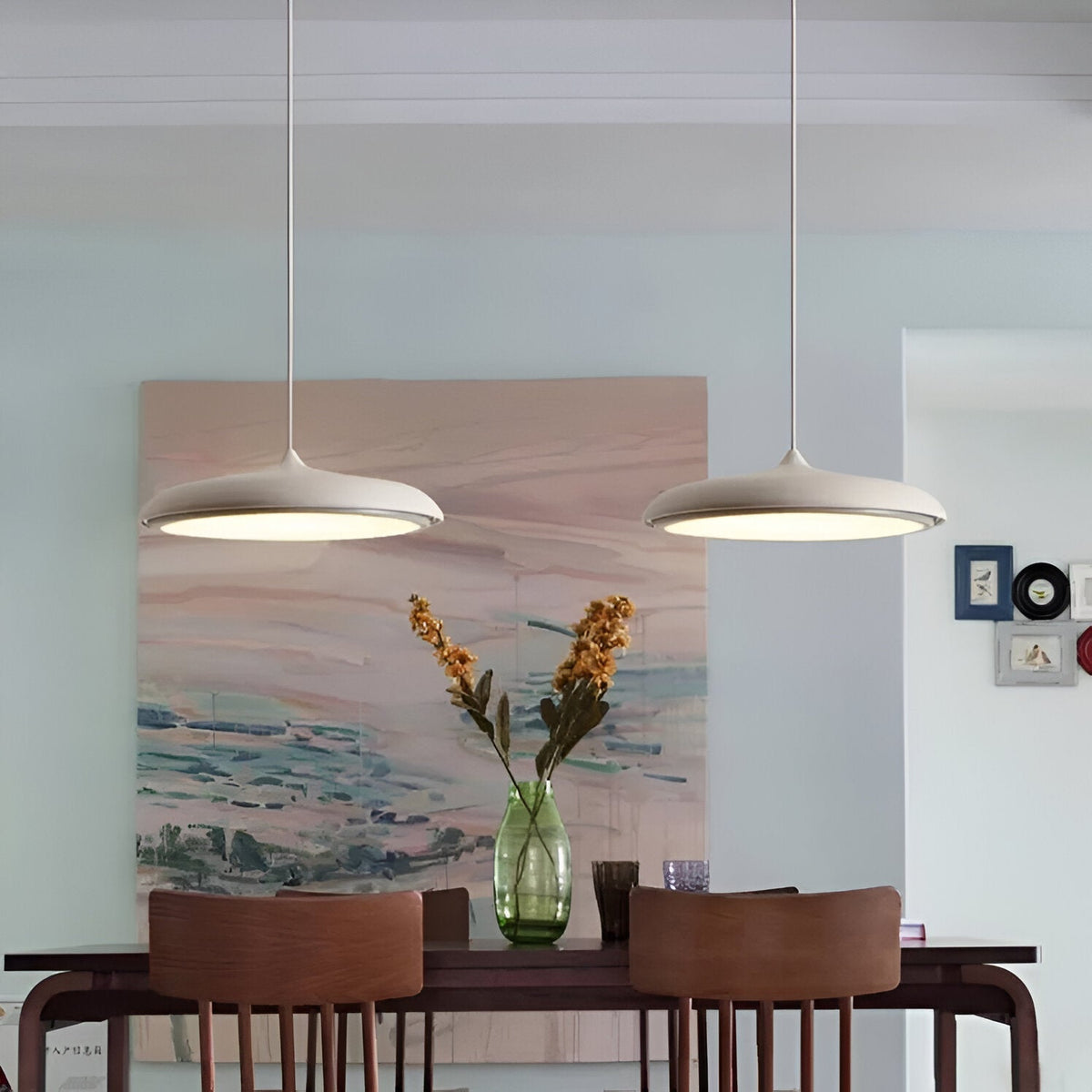 LED Disc Ceiling Fixture 10 in Rose Gold 4000K Adjustable Height for Kitchen Dining Room Bedroom Modern Floating Lamp Neutral White