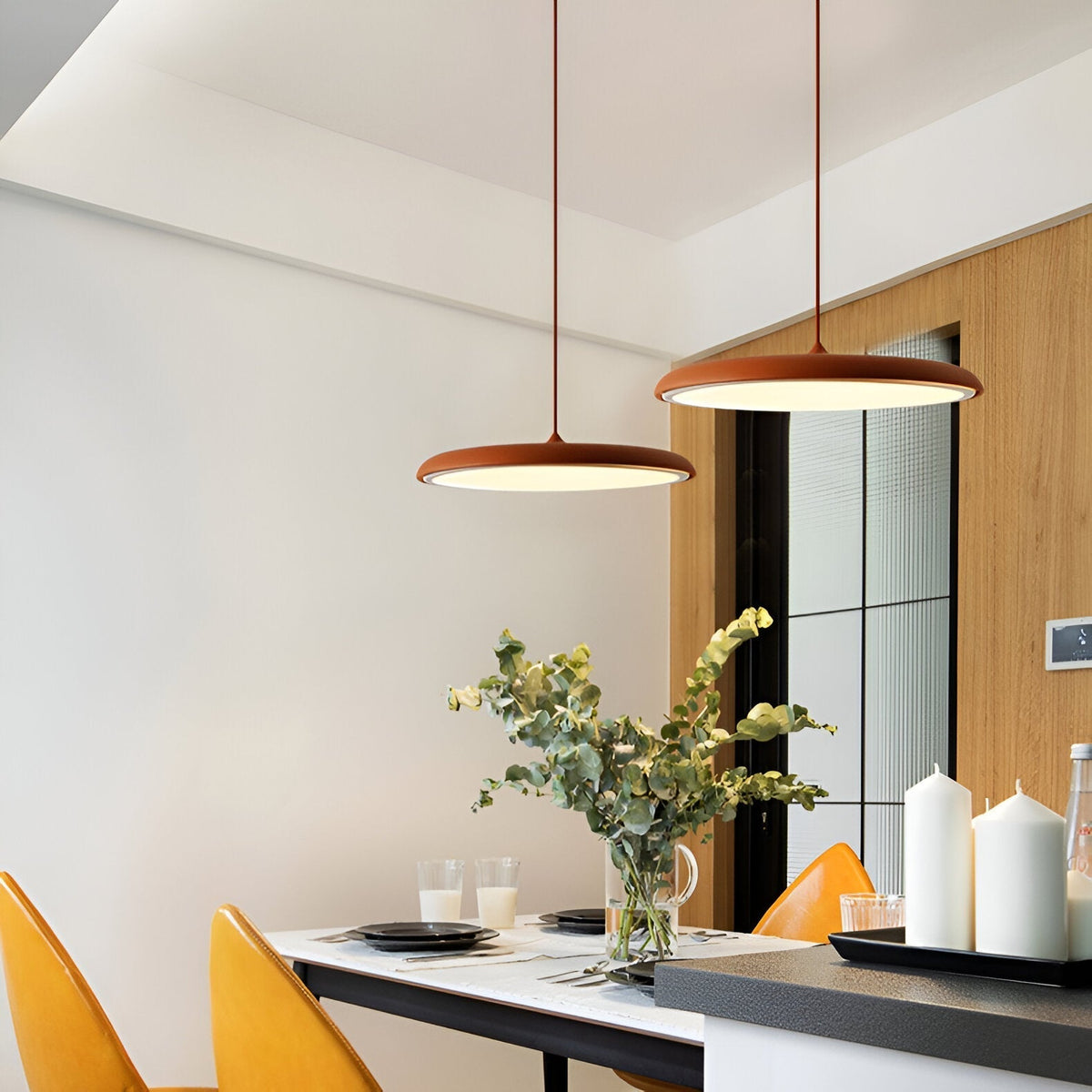 LED Disc Ceiling Fixture 10 in Rose Gold 4000K Adjustable Height for Kitchen Dining Room Bedroom Modern Floating Lamp Neutral White