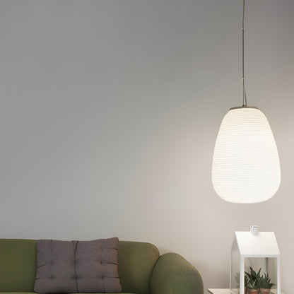 Frosted Glass Hanging Light Fixture with Ribbed Texture | Adjustable Ceiling Lamp for Dining Room Kitchen Island Cafe Restaurant Home | LED