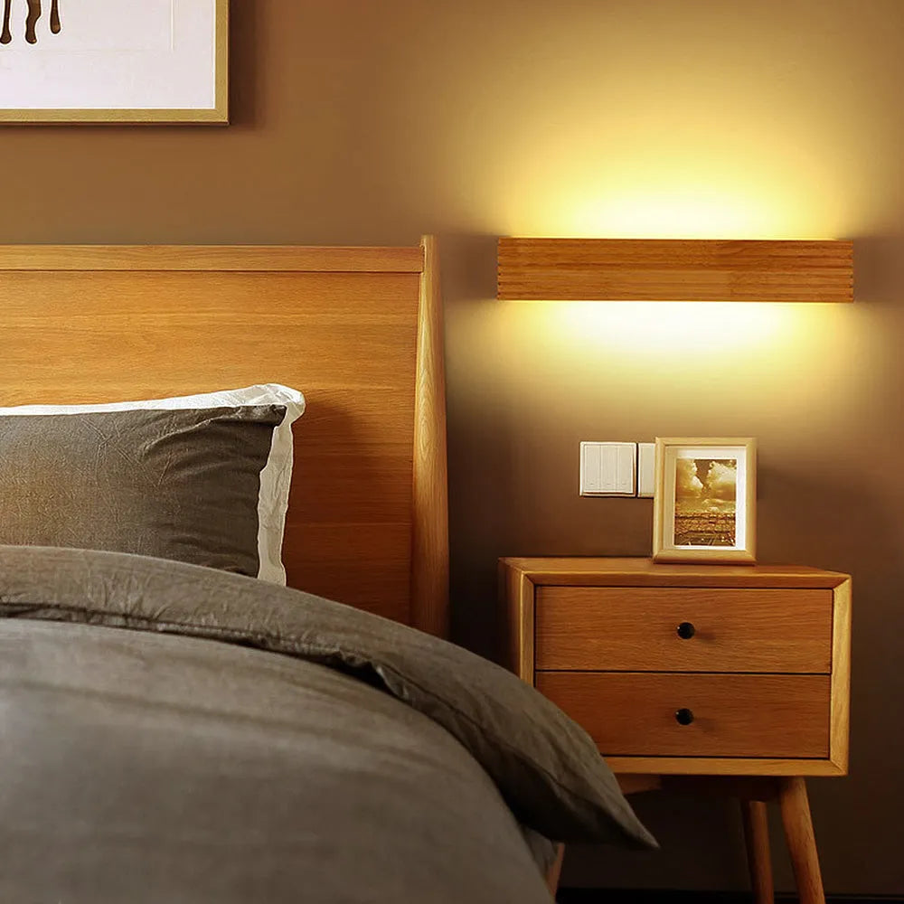 Circular Wood & Acrylic Sconce LED Fixture for Bedrooms, Hallways & Reading Nooks Natural Finish Ambient Lighting E26/E27 Direct Wire Modern