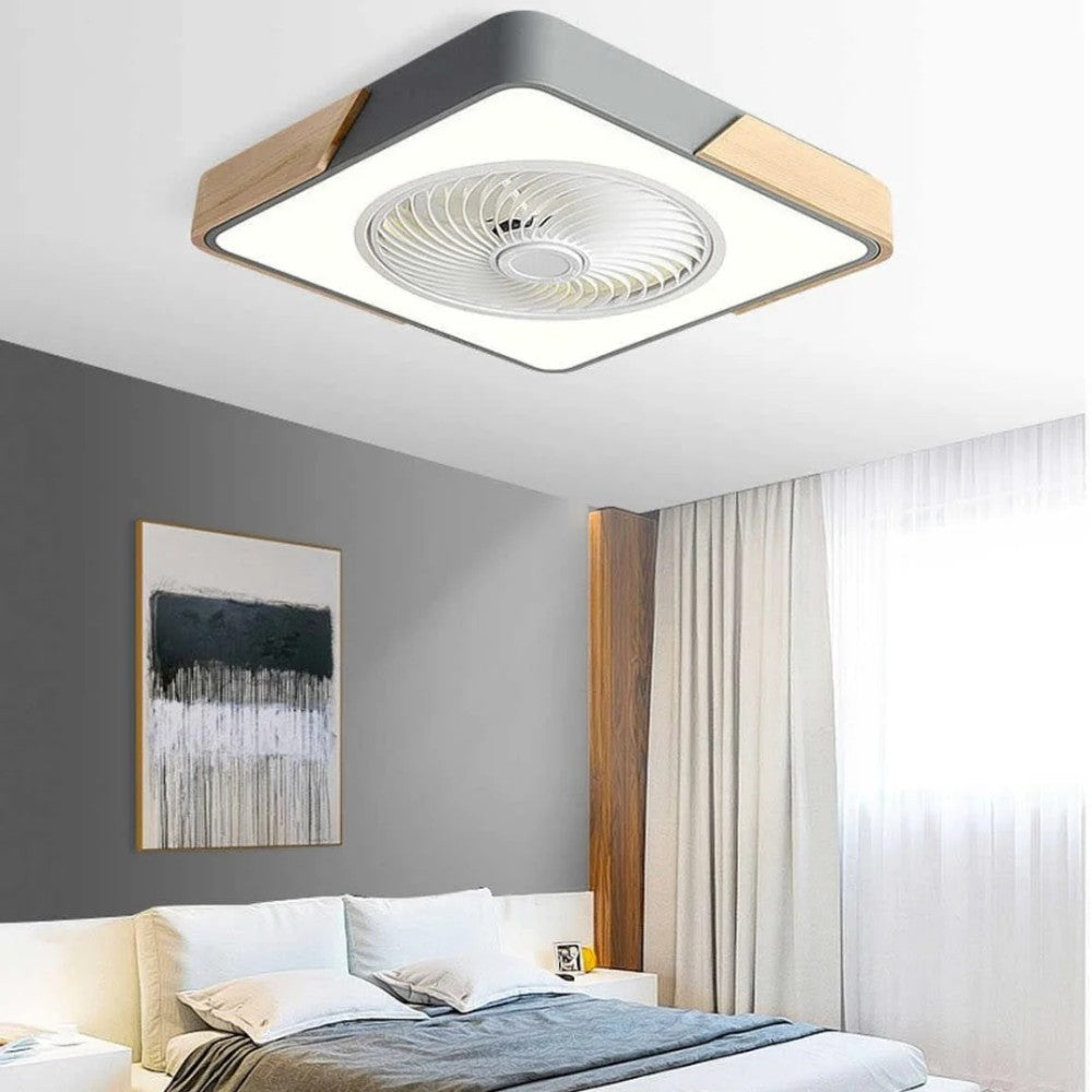 Wood Ceiling Fan with Dimmable LED Light & Remote 20 Inch for Bedroom Living Room Compact Indoor Airflow Cooling Rustic Decor