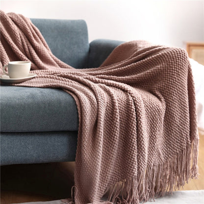 Throw Blanket for Couch, Chunky Knit Blanket in Soft Cozy Yarn, Oversized Knit Throw Blanket for Bed and Outdoor