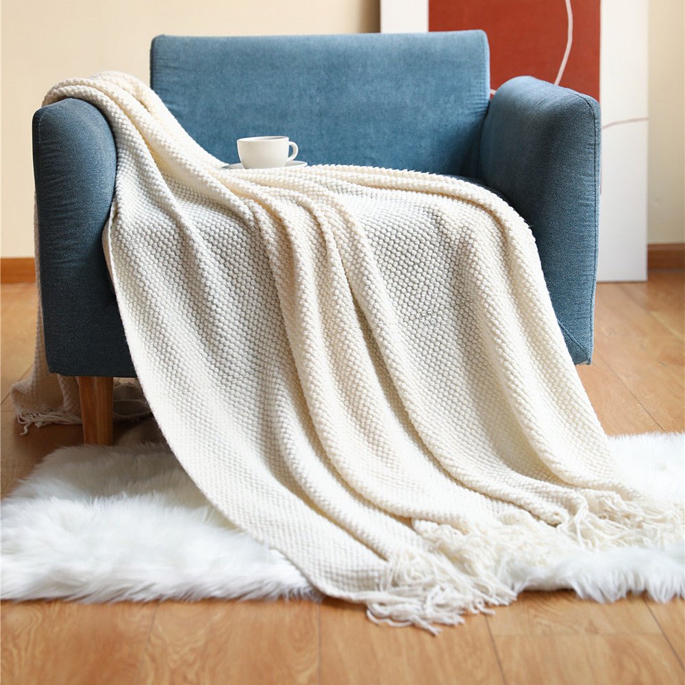 Throw Blanket for Couch, Chunky Knit Blanket in Soft Cozy Yarn, Oversized Knit Throw Blanket for Bed and Outdoor