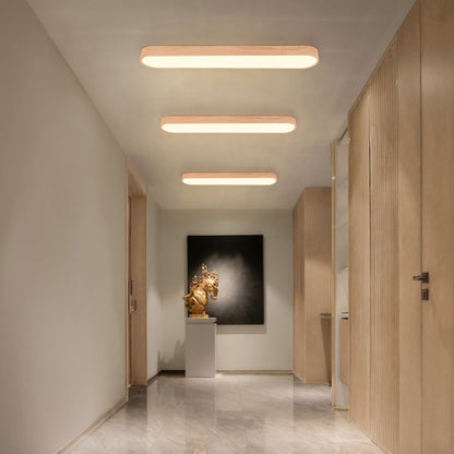 Ortekor Nordic Glow | Flush Mount Ceiling Light with Wood Accent | Elegant Oval Design for Cozy Ambient Lighting