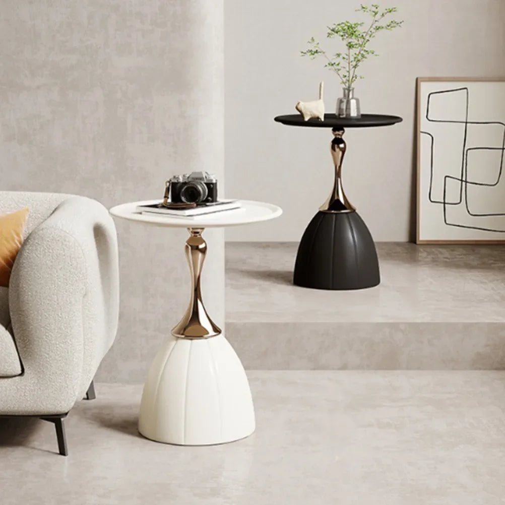 Nordic Lotus Side Table – Scandinavian Minimalist Design with Storage Rack