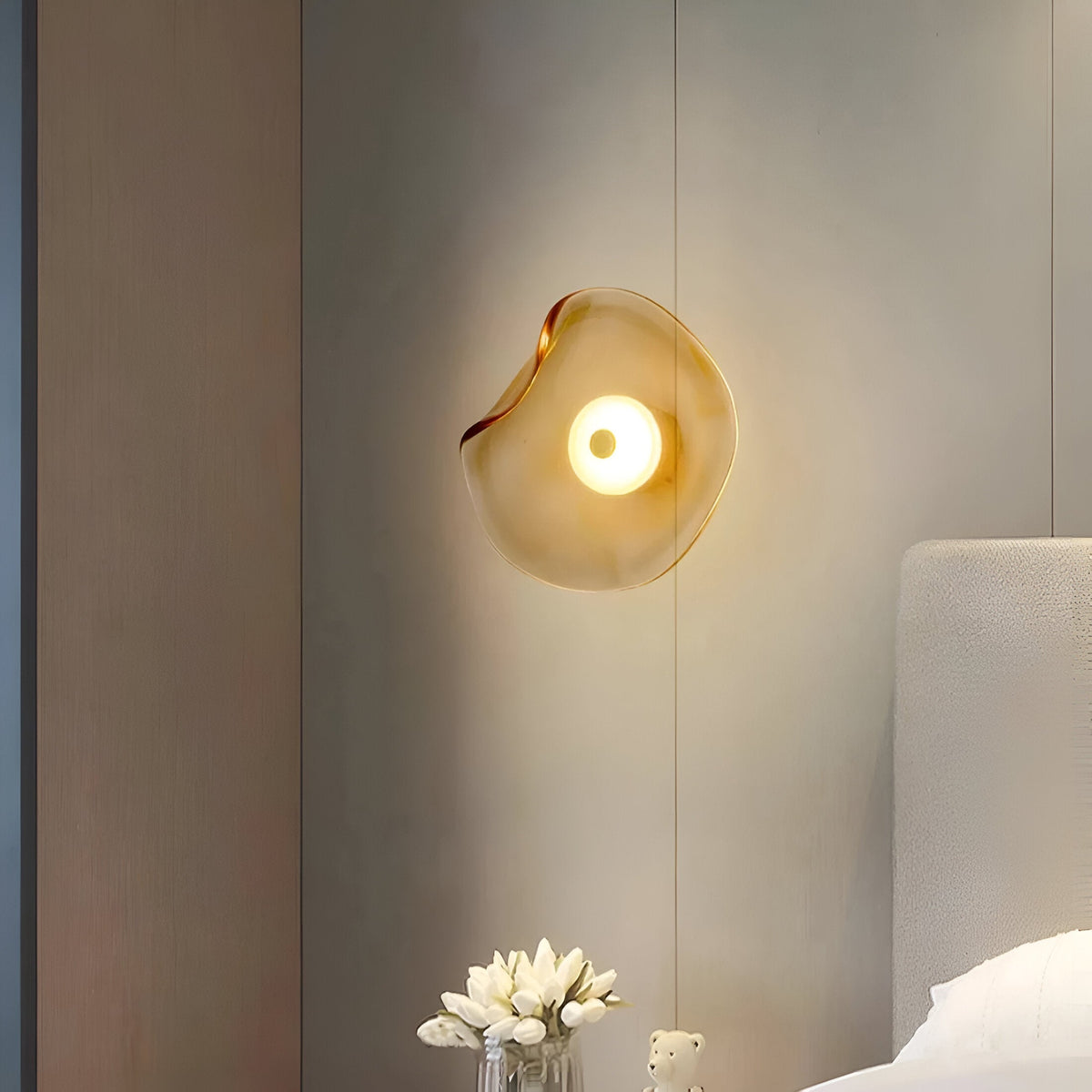 Curved Glass LED Wall Sconce 10 in Warm White Bidirectional Light Fixture for Bedroom Hallway Living Room Modern Indoor Accent Lighting