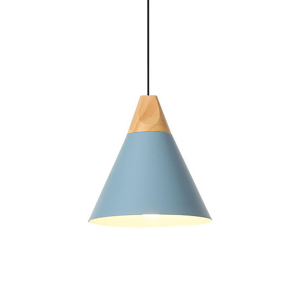 Aluminum & Wood Hanging Lamp E27 Socket Gray Black White Yellow Kitchen Island Dining Table Overhead Fixture Scandinavian Style Modern Minim