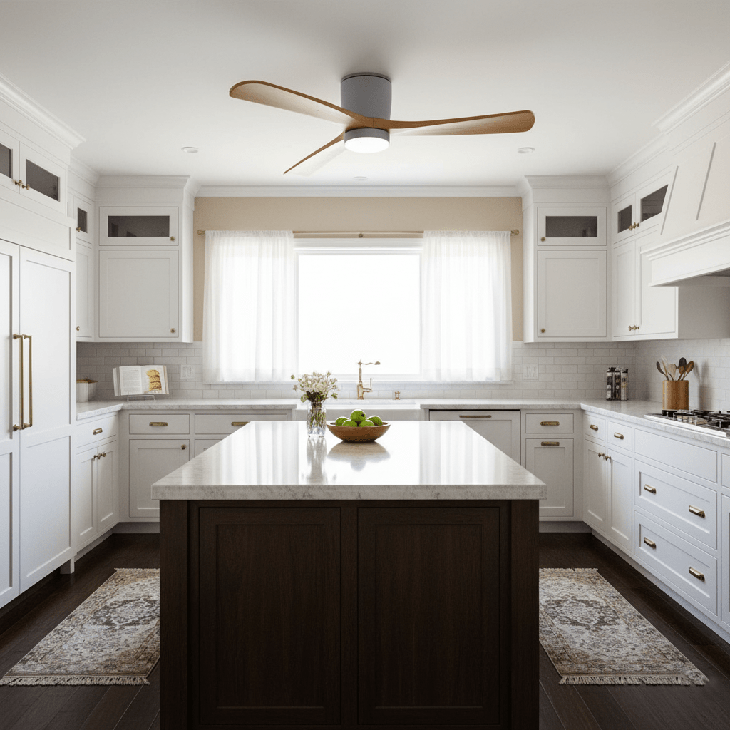 Sycamore Wood Ceiling Fan with LED Light – Whisper-Quiet 6-Speed DC Motor, Reversible Airflow, Remote Control, 42/48/52 Inch
