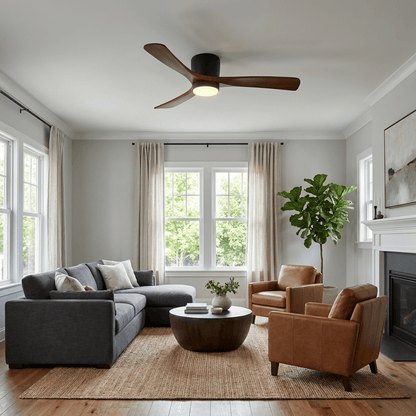 Sycamore Wood Ceiling Fan with LED Light – Whisper-Quiet 6-Speed DC Motor, Reversible Airflow, Remote Control, 42/48/52 Inch
